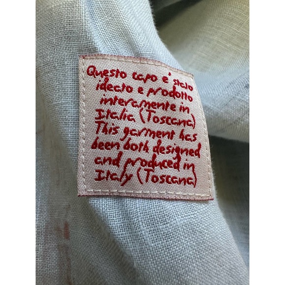 Alessandro Gherardeschi Blue Floral Linen Oversized Italian Designer Blouse XL - Picture 10 of 12